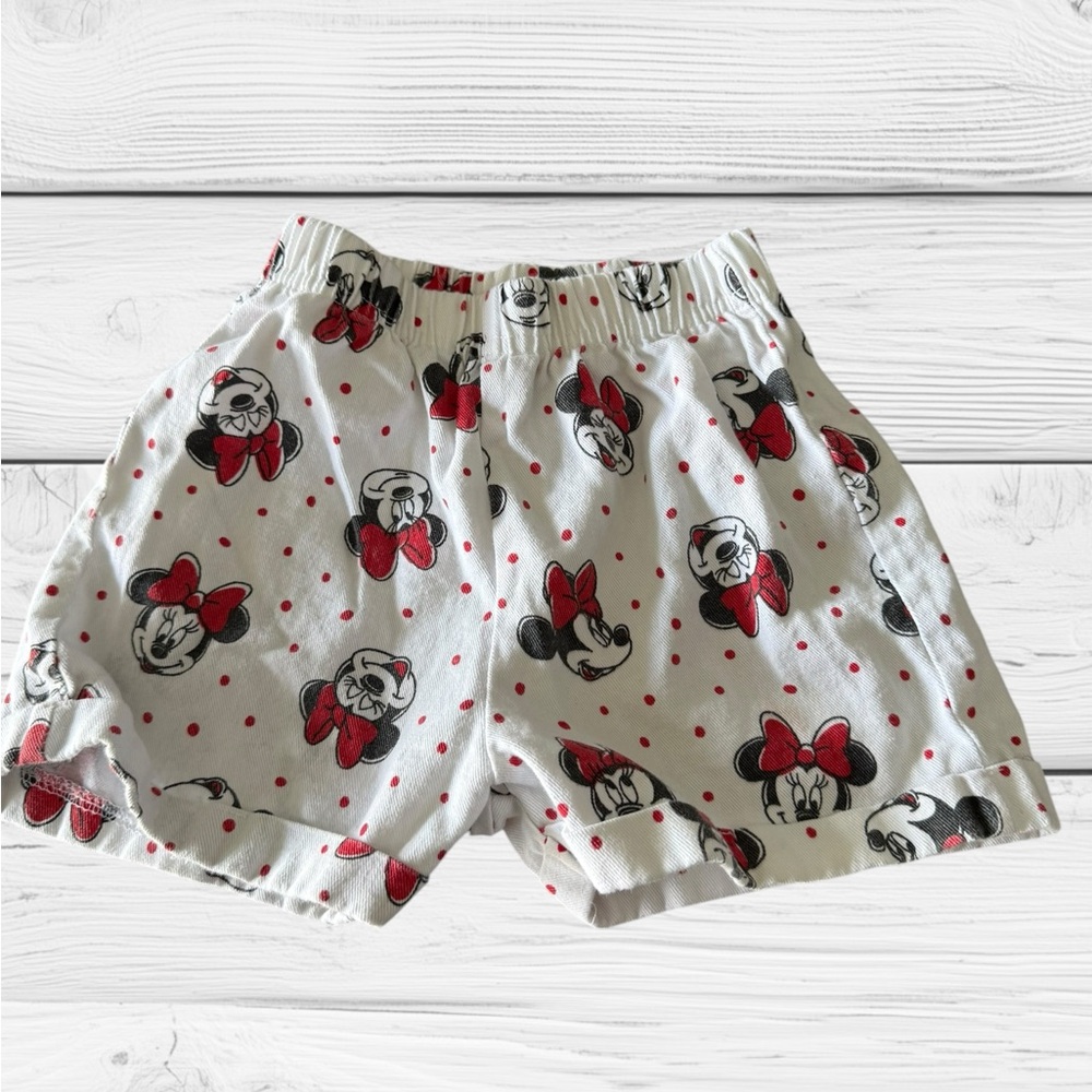 Disney White Baby Shorts with Red Polka Dot & Black Minnie Faces